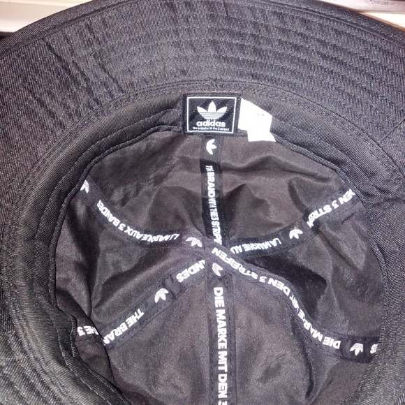 adidas Black Bucket Hat with White Embroidered Logo - Picture 3 of 3